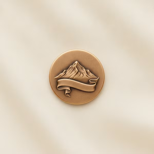 Bronze membership badge with single peak