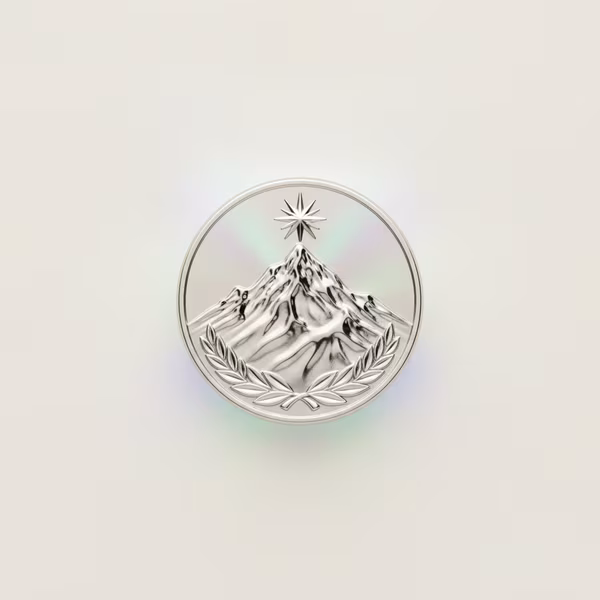 Platinum VIP membership badge with radiant summit