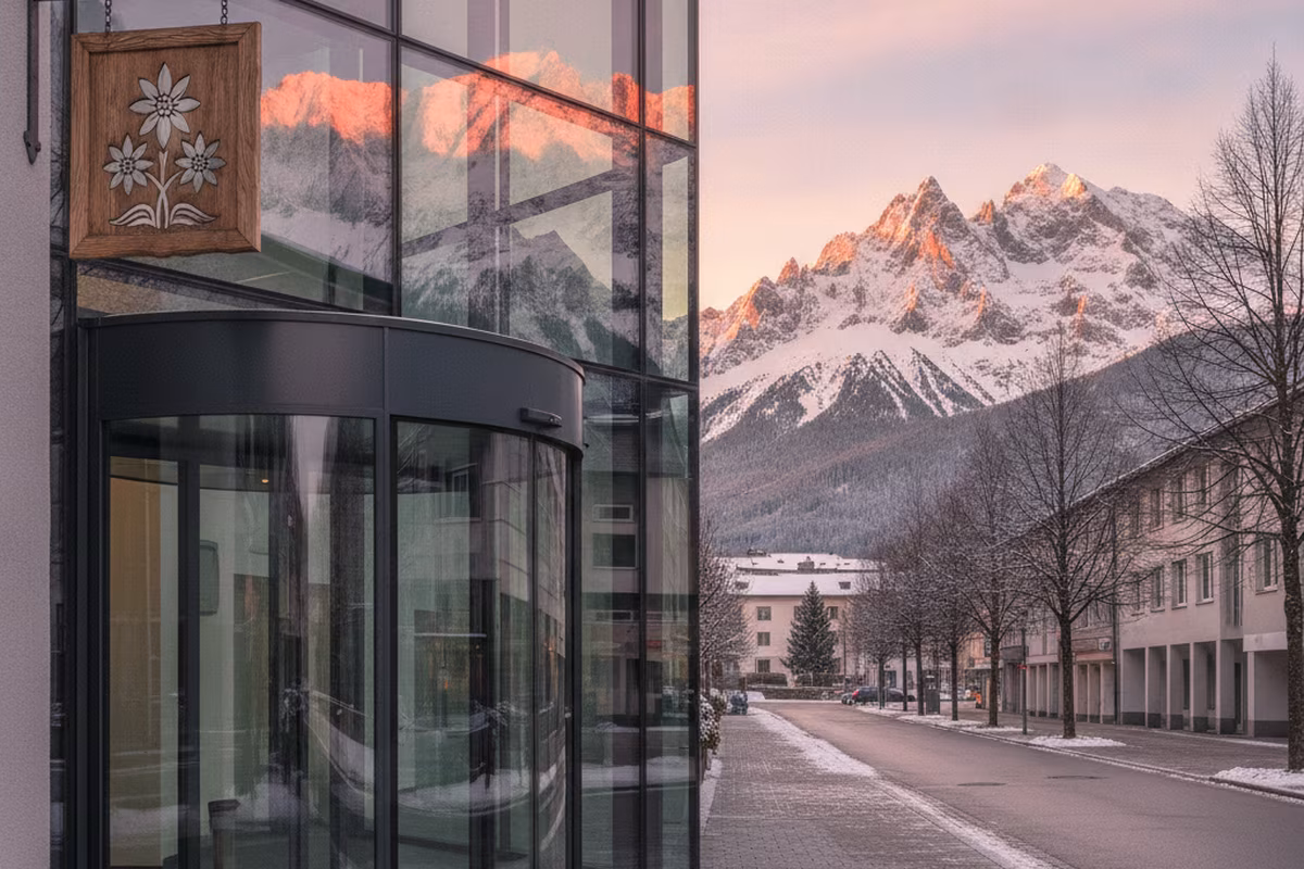 The Gipfelstürmer studio office in Stuttgart with alpine artwork on the walls
